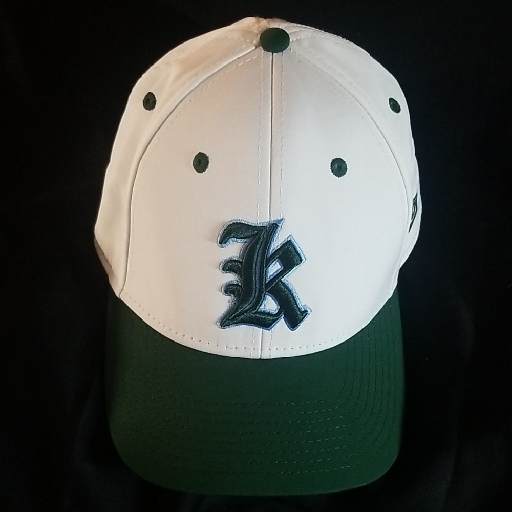 MARUCCI White and Green Baseball Cap WITH 3-D EMBROIDERED Logo